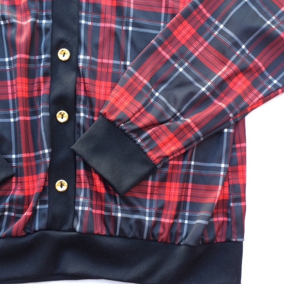 Vintage Grunge Tartan Plaid Gold Button Cardigan - Picture 2 of 5